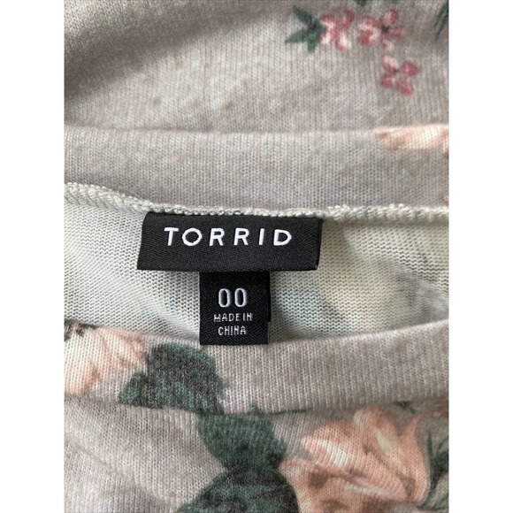 TORRID Soft Floral Cinched Tunic Sweater 3/4 Sleeve Size 00 M 10 - Picture 4 of 4